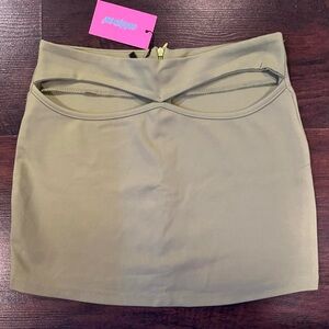Edikted Green Mini Skirt with Front Cutout